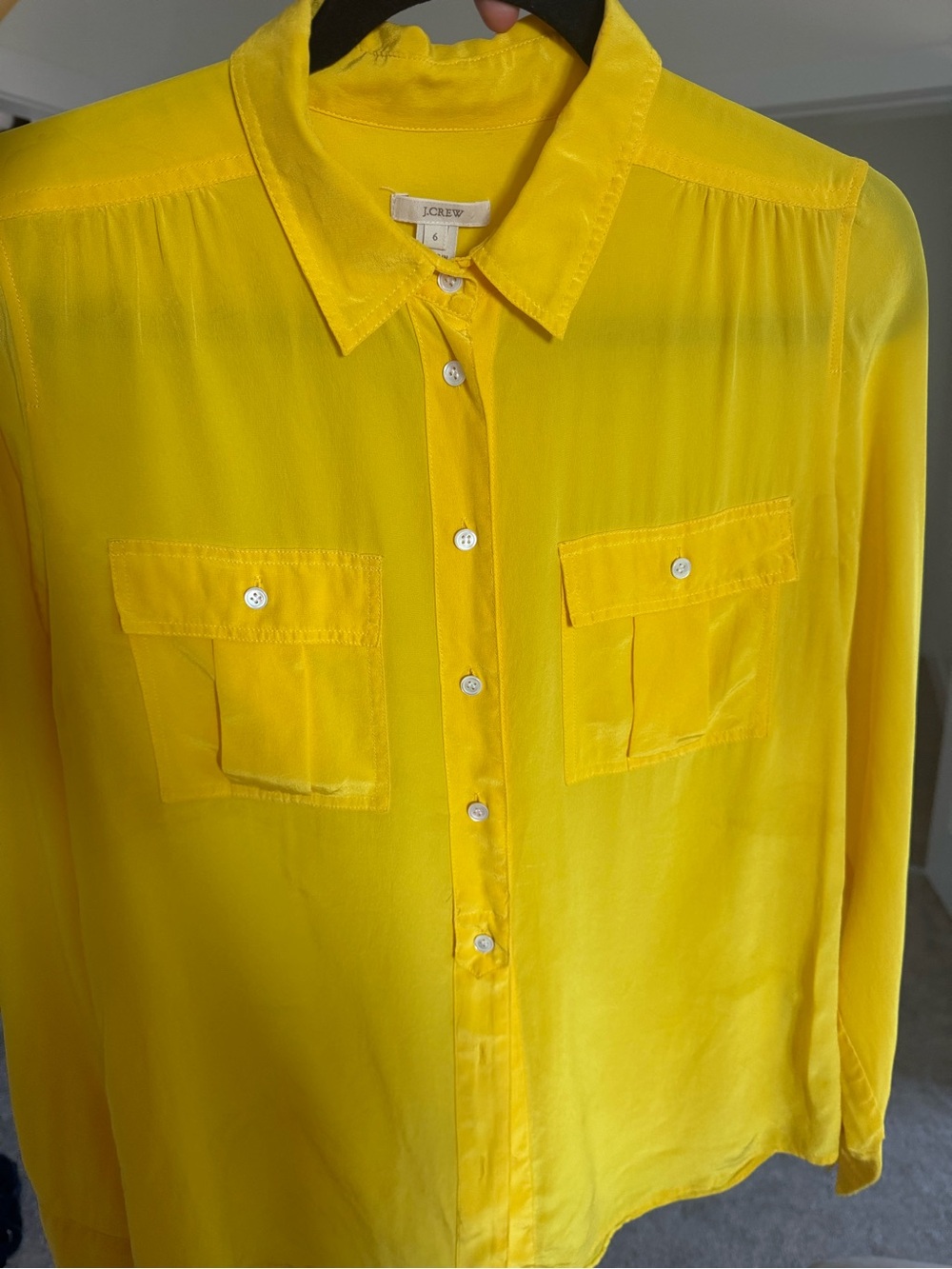 J. Crew Sunny Yellow Silk Button-Down Shirt